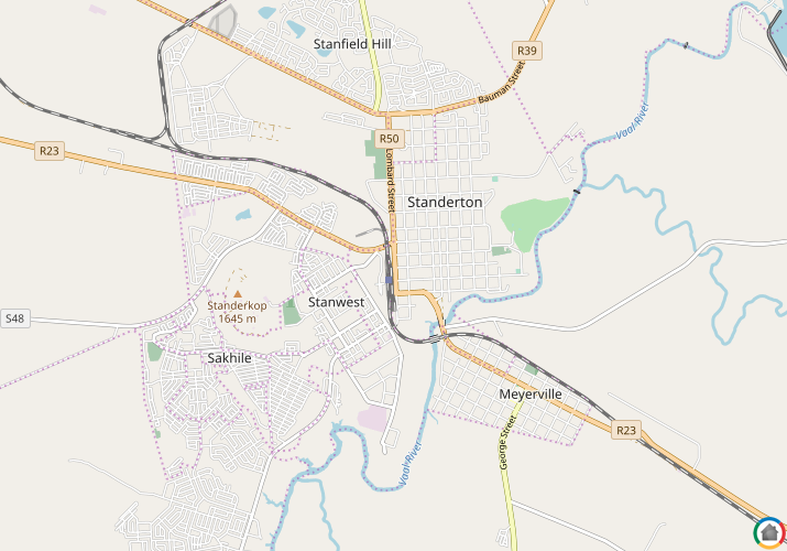 Map location of Standerton